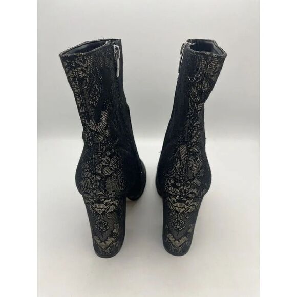 MARC FISHER Newbia Black/Gold Metallic Block Heel Booties Sz 8M New Without Box - Picture 5 of 12